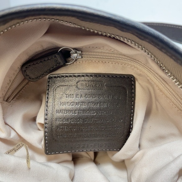 Coach Womens Brown Tan Sateen Signature Chain Duffle Convertible Crossbody Bag - Picture 13 of 15